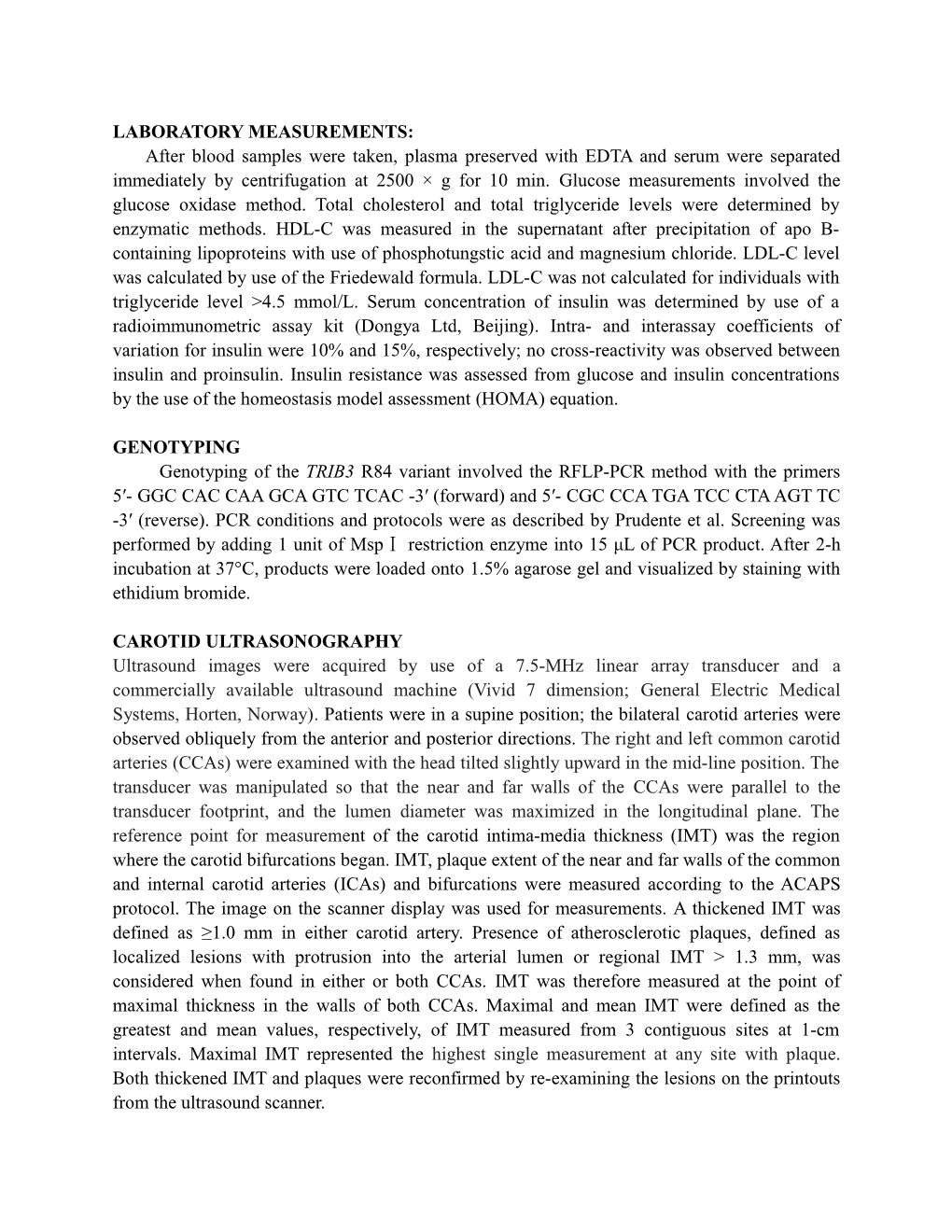 Laboratory Measurements