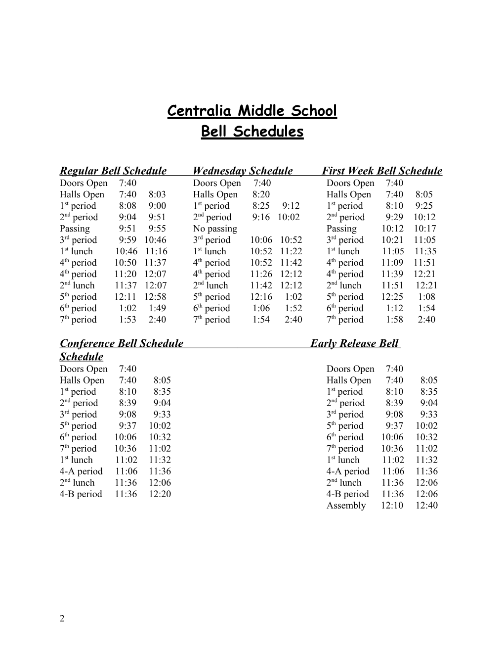 Centralia Middle School - General Information