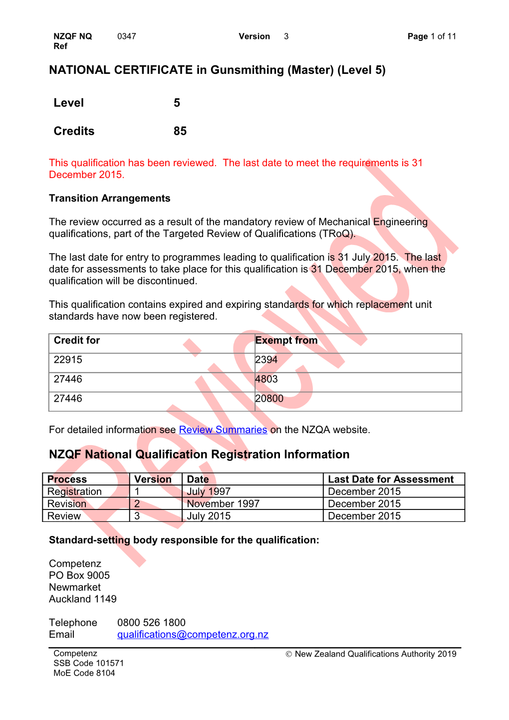 0347 NATIONAL CERTIFICATE in Gunsmithing (Master) (Level 5)