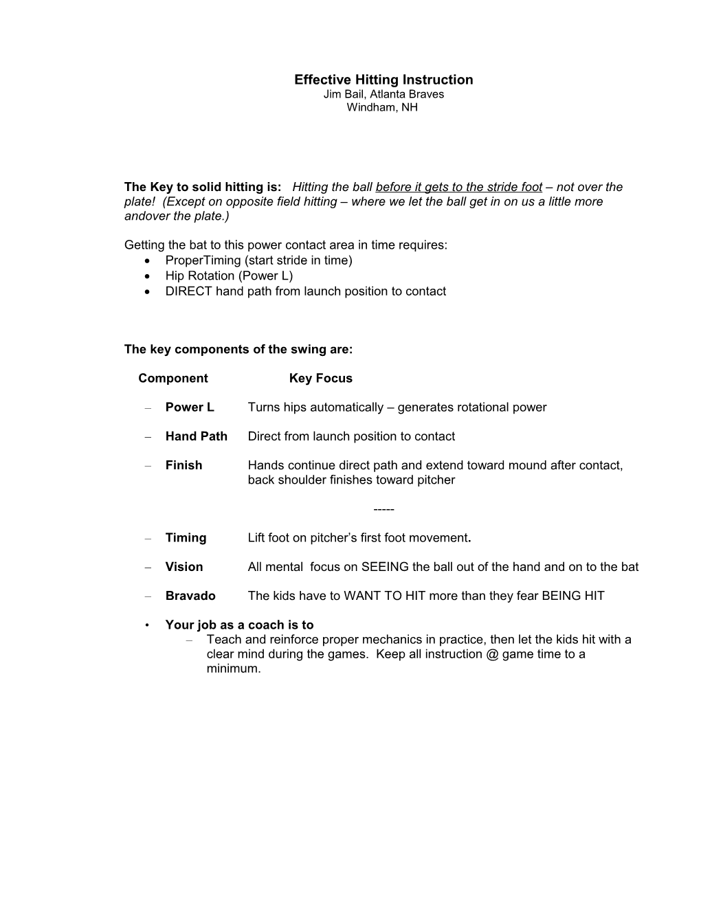 Effective Hitting Instruction