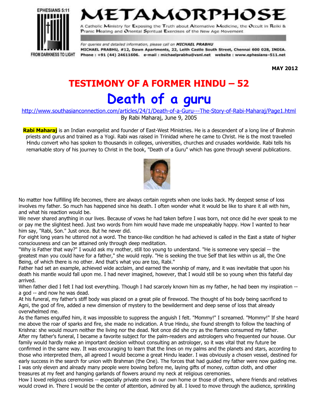 Testimony of a Former Hindu 52