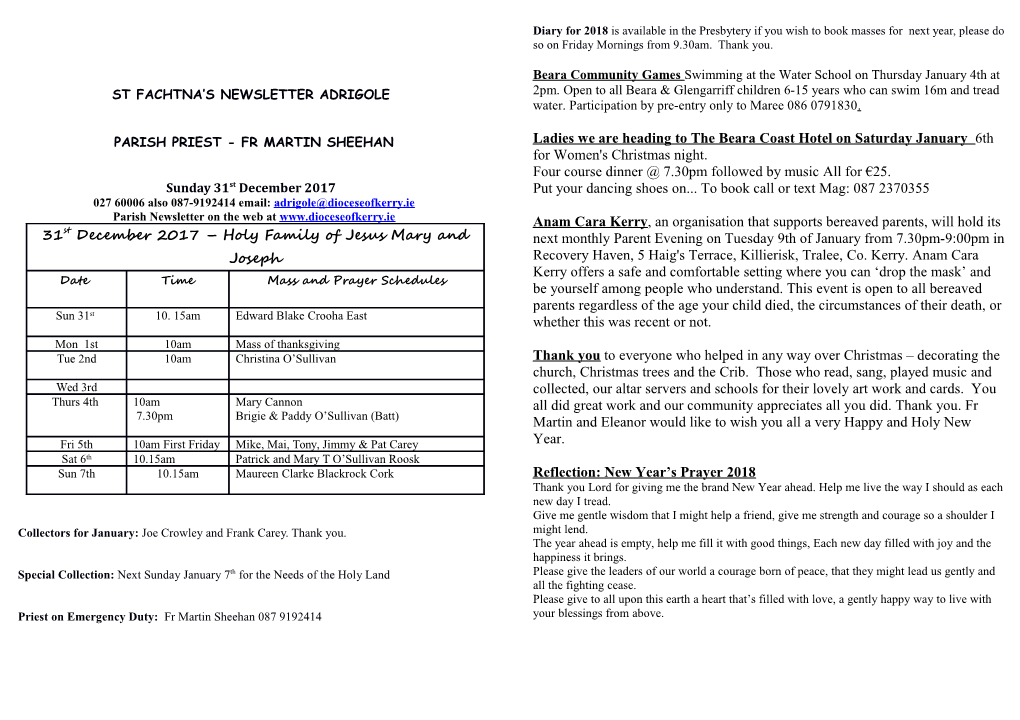 St Fachtna S Newsletter Adrigole