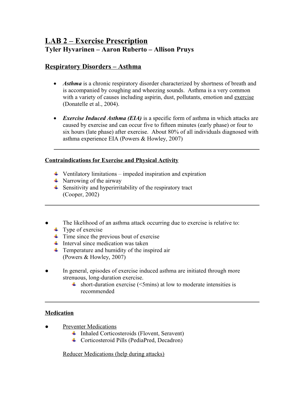 LAB 2 Exercise Prescription