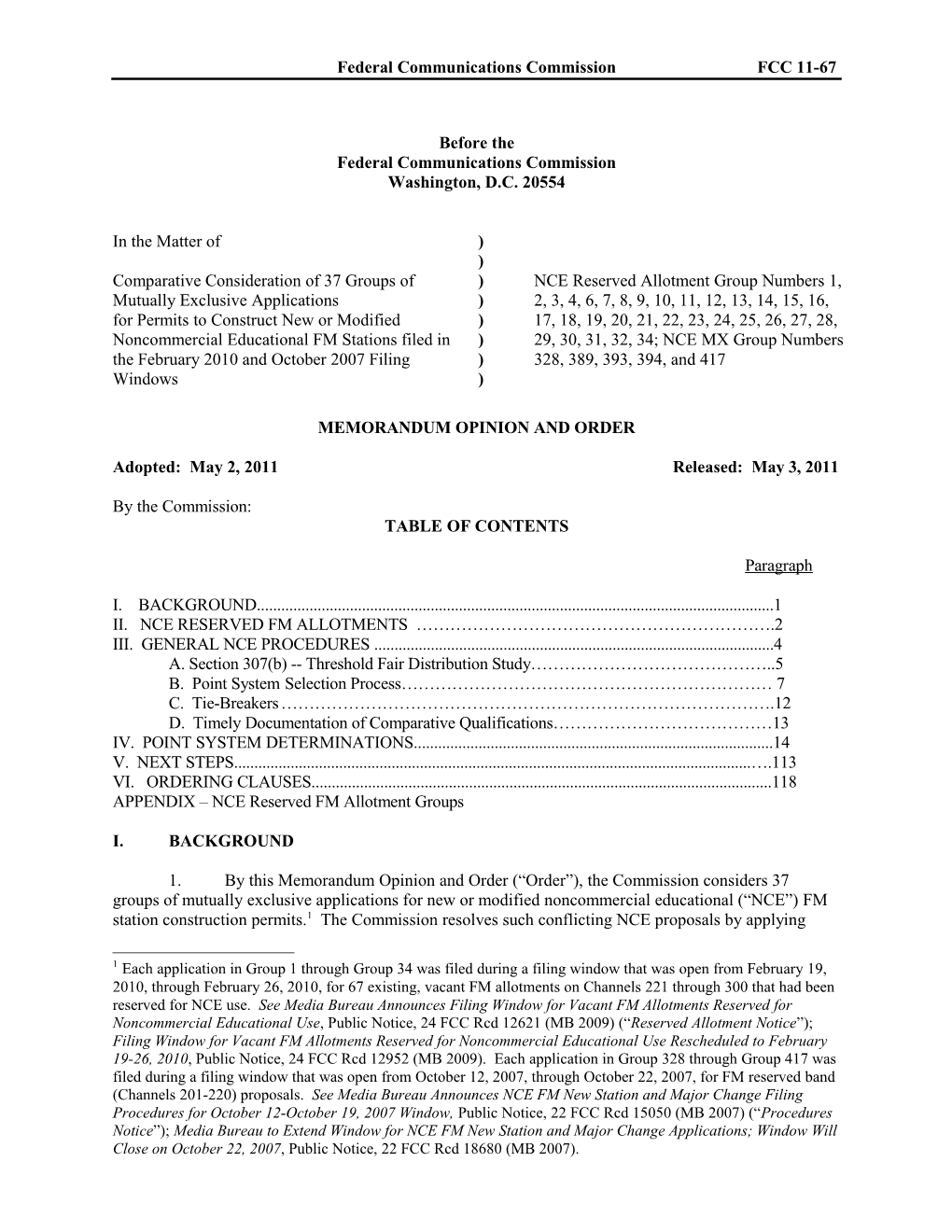 Federal Communications Commissionfcc 11-67