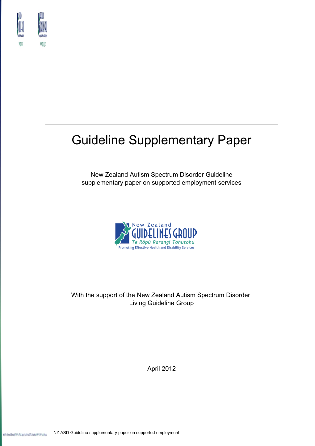 New Zealand Autism Spectrum Disorder Guideline