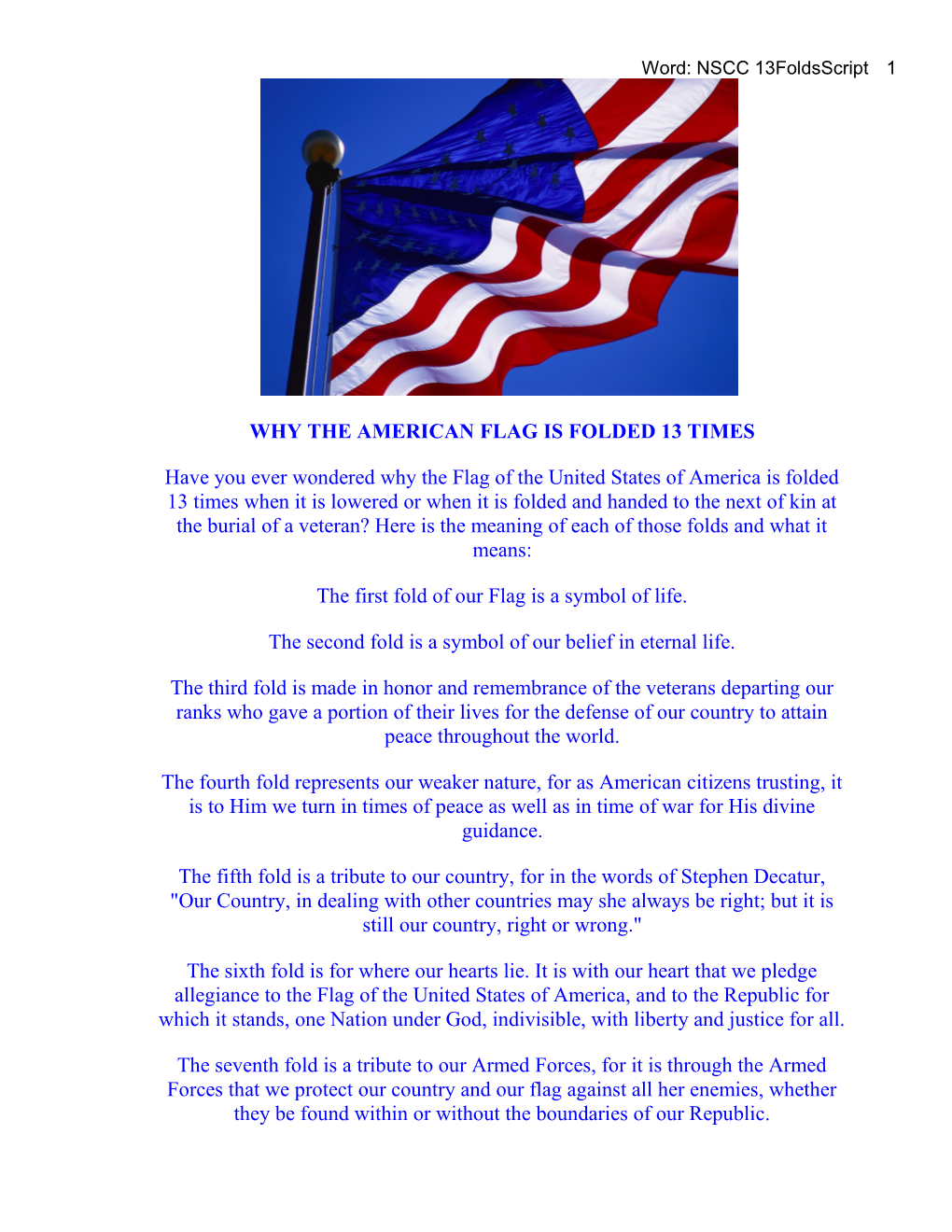 Why the American Flag Is Folded 13 Times