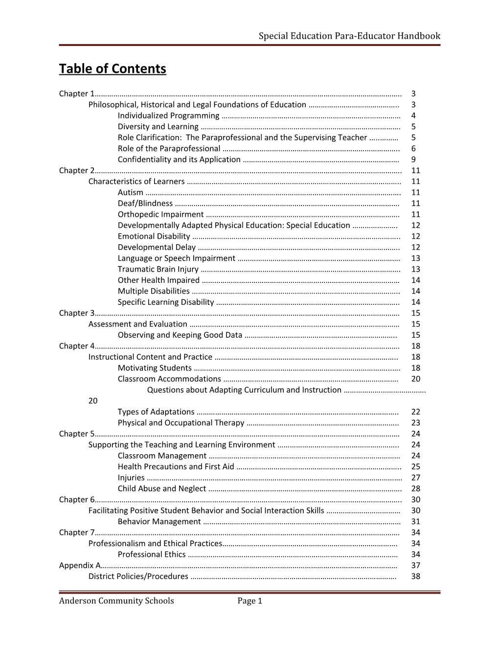 Special Education Para-Educator Handbook