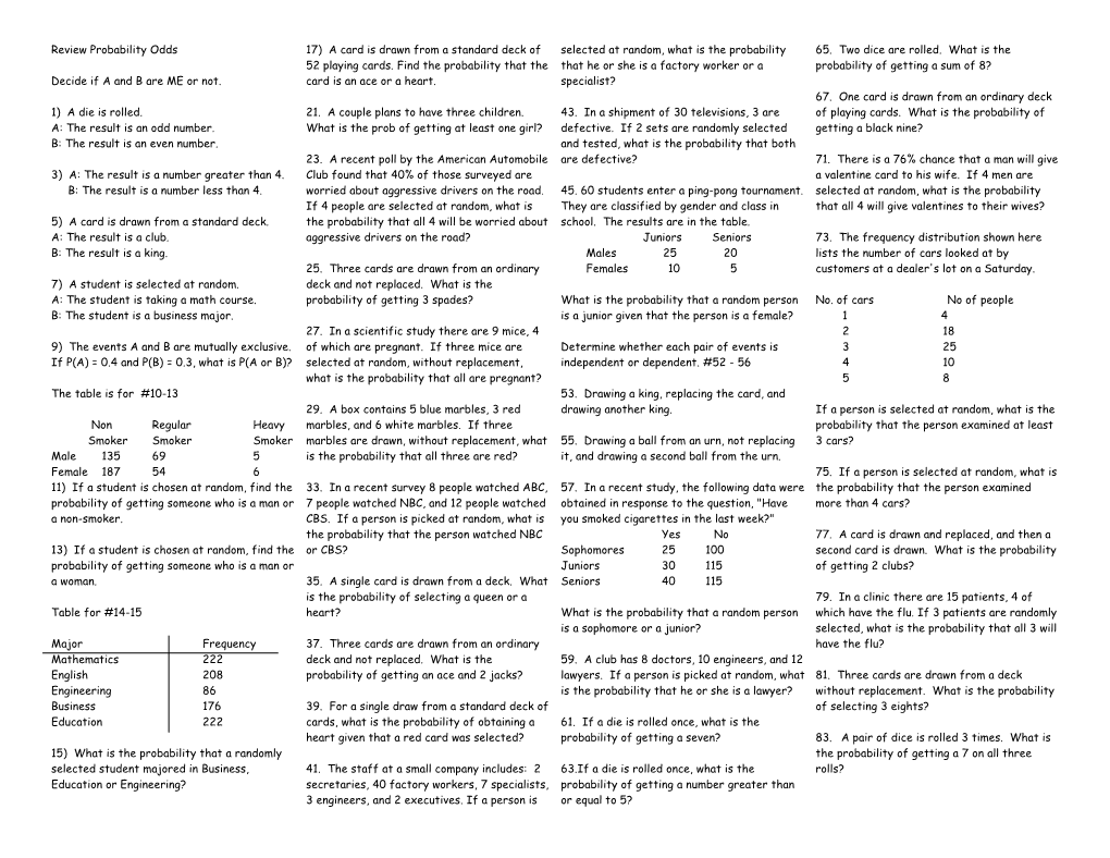 1) Decide If the Events a and B Are Mutually Exclusive Or Not Mutually Exclusive