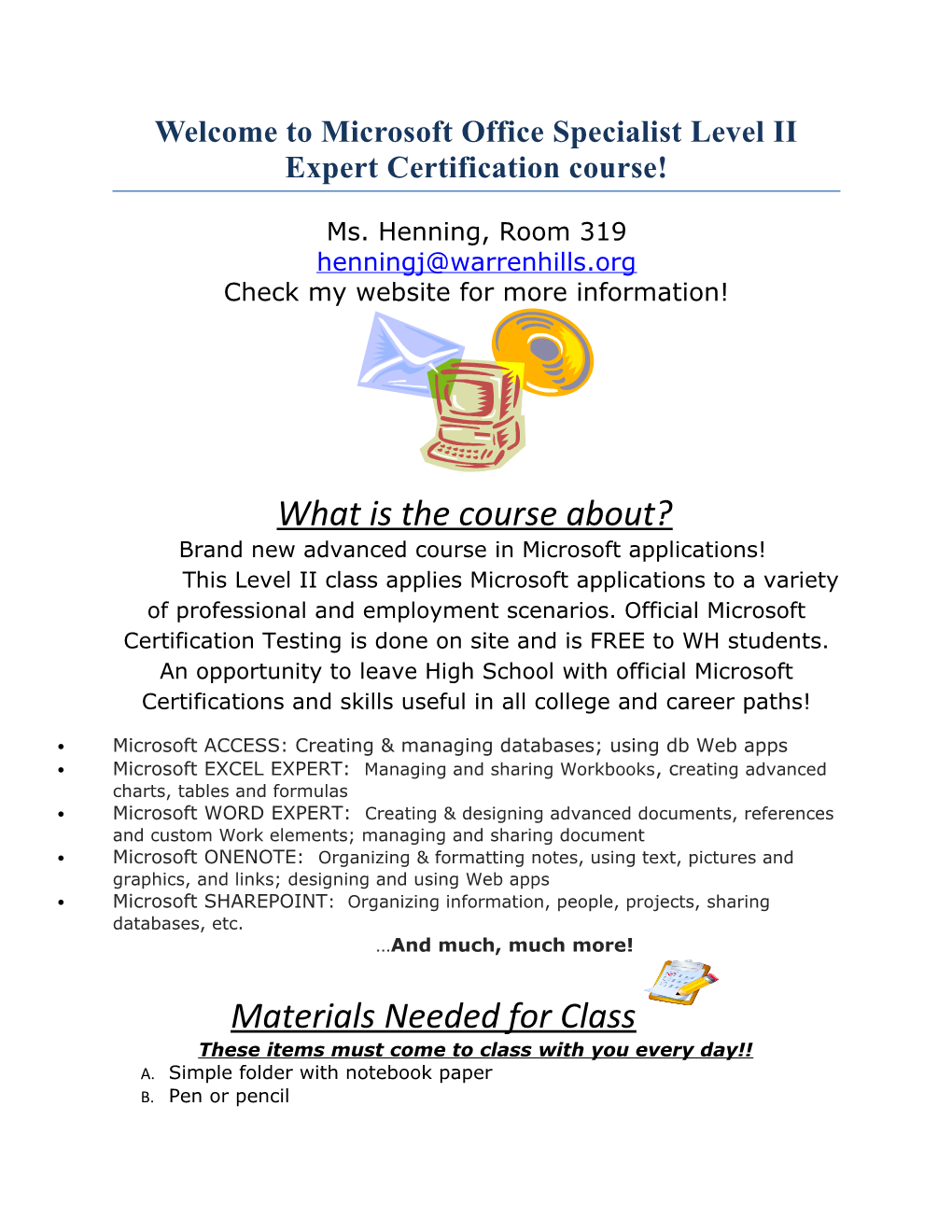 Welcome to Microsoft Office Specialist Level II Expert Certification Course!