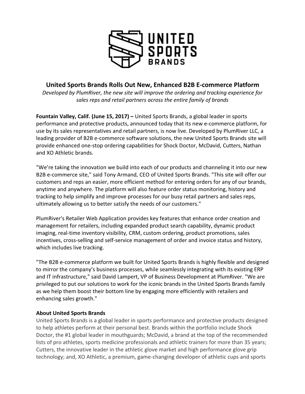 United Sports Brands Rolls out New, Enhanced B2B E-Commerce Platform