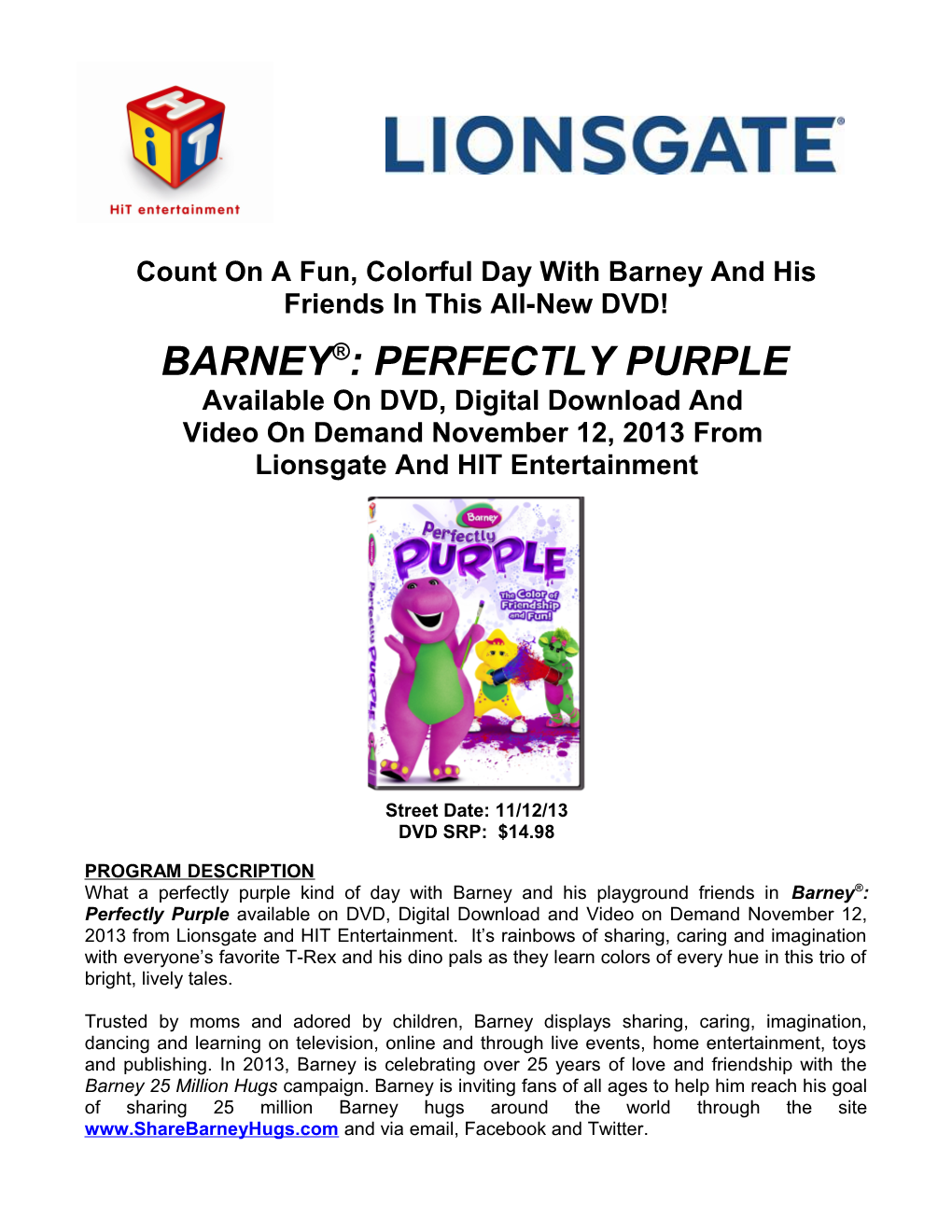 Count on a Fun, Colorful Day with Barney and His Friends in This All-New DVD!