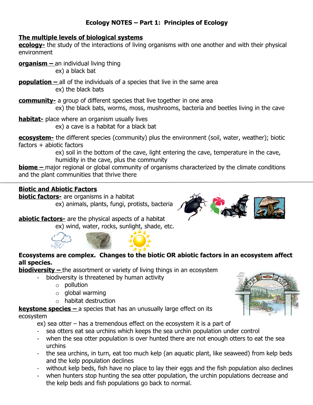 Ecology NOTES Part 1: Principles of Ecology