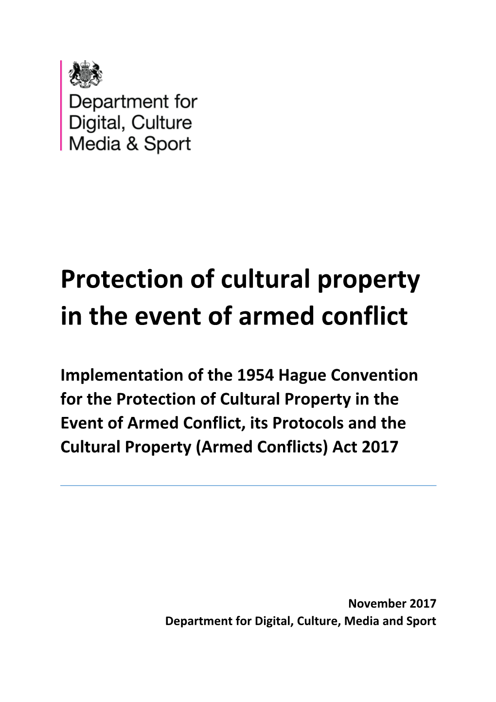 Protection of Cultural Propertyin the Event of Armed Conflict