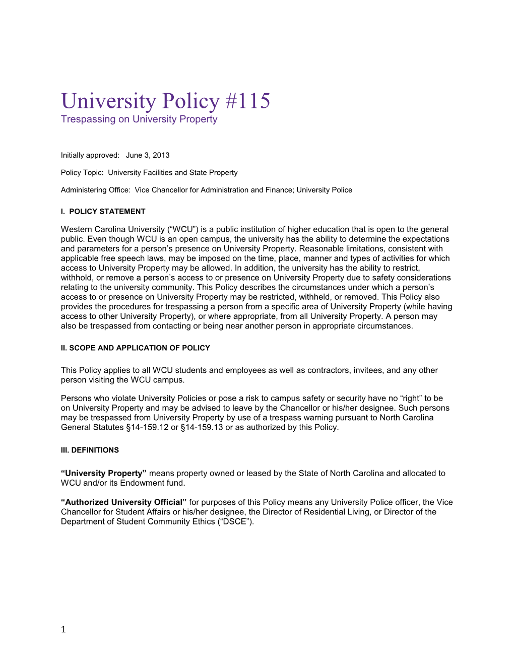 Policy Topic: University Facilities and State Property