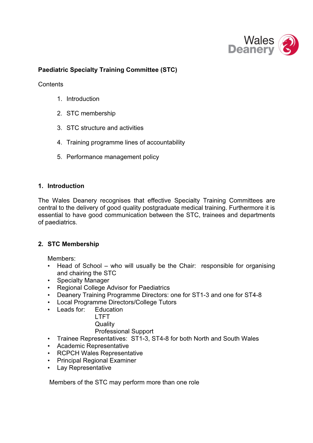 Paediatric Specialty Training Committee (STC)