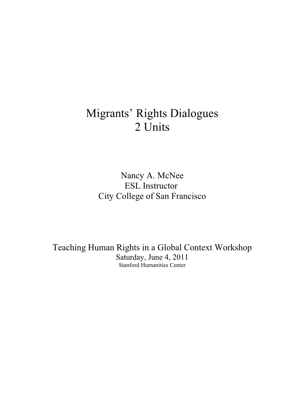 Migrants Rights Dialogues