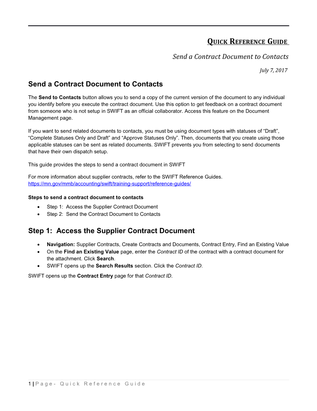 Send a Contract Document to Contacts