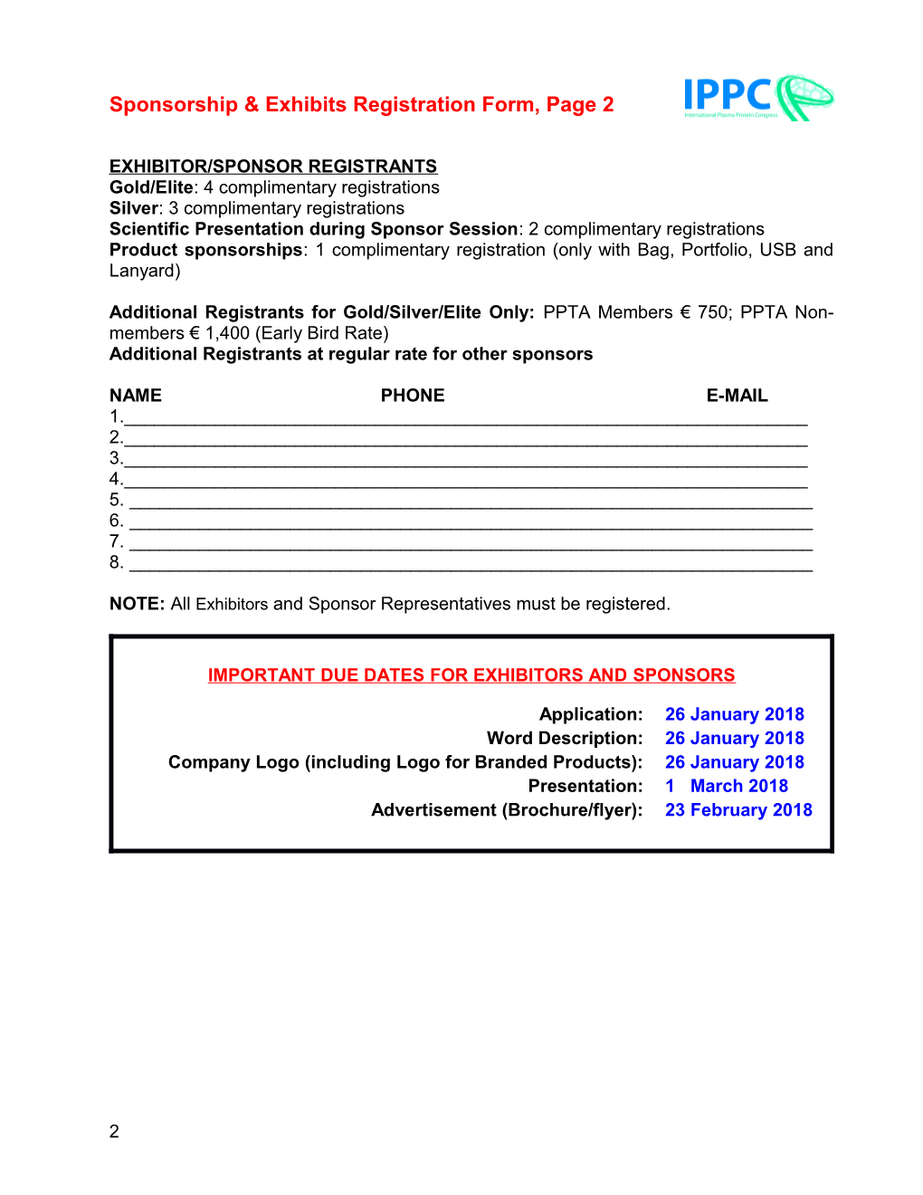 2018Sponsorship & Exhibits Registration Form