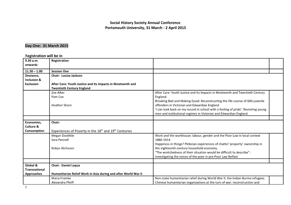 Social History Society Annual Conference