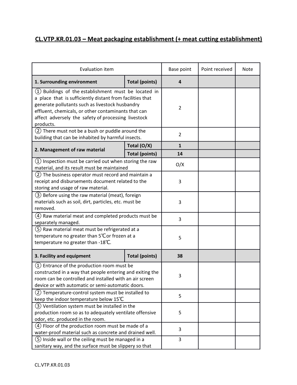 CL.VTP.KR.01.03 Meat Packaging Establishment (+ Meat Cutting Establishment)