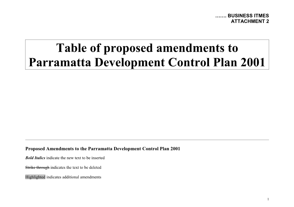 Schedule of Development Control Plan Amendments