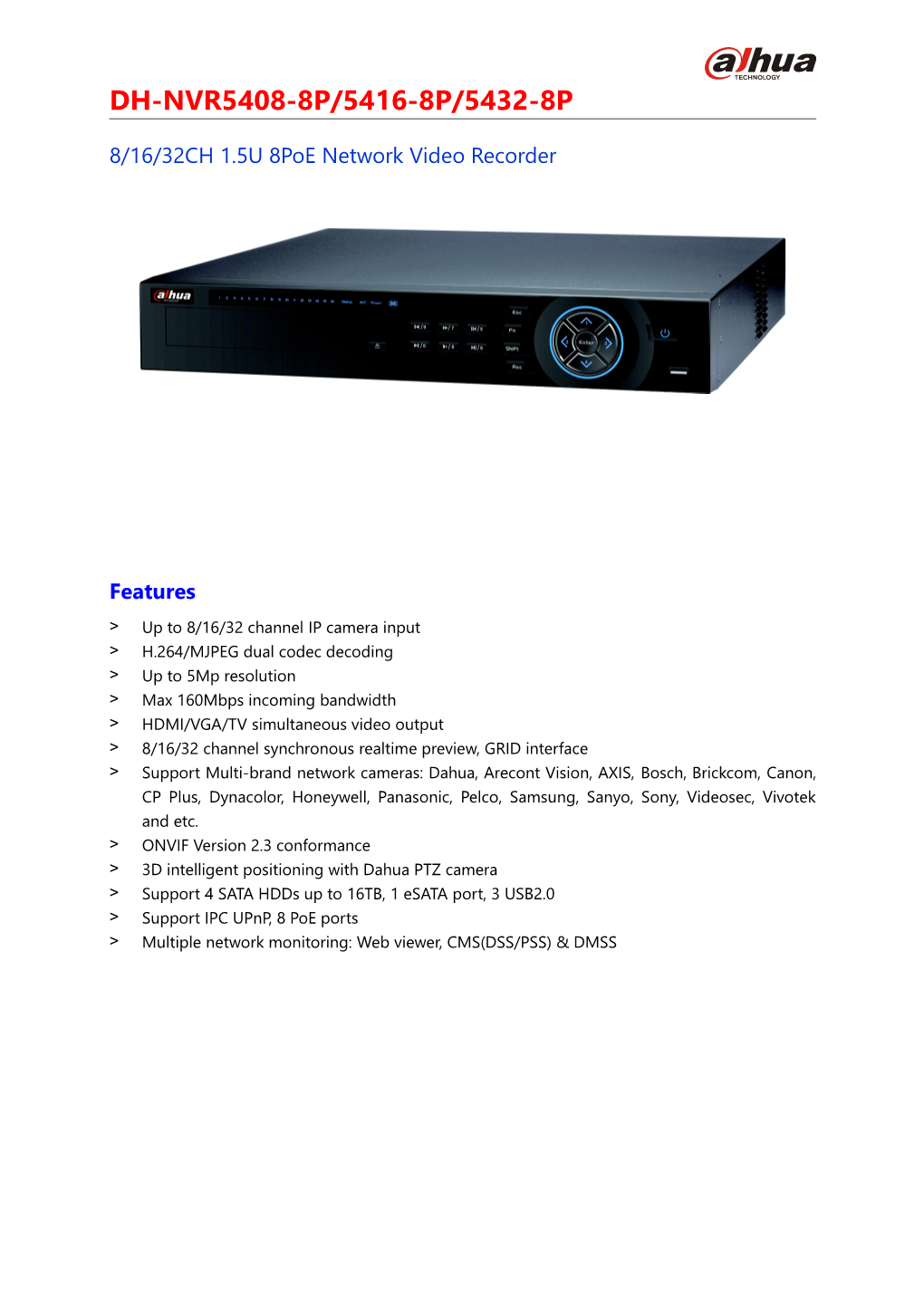 4/8/16 Channel Full-D1 Recording Standalone DVR