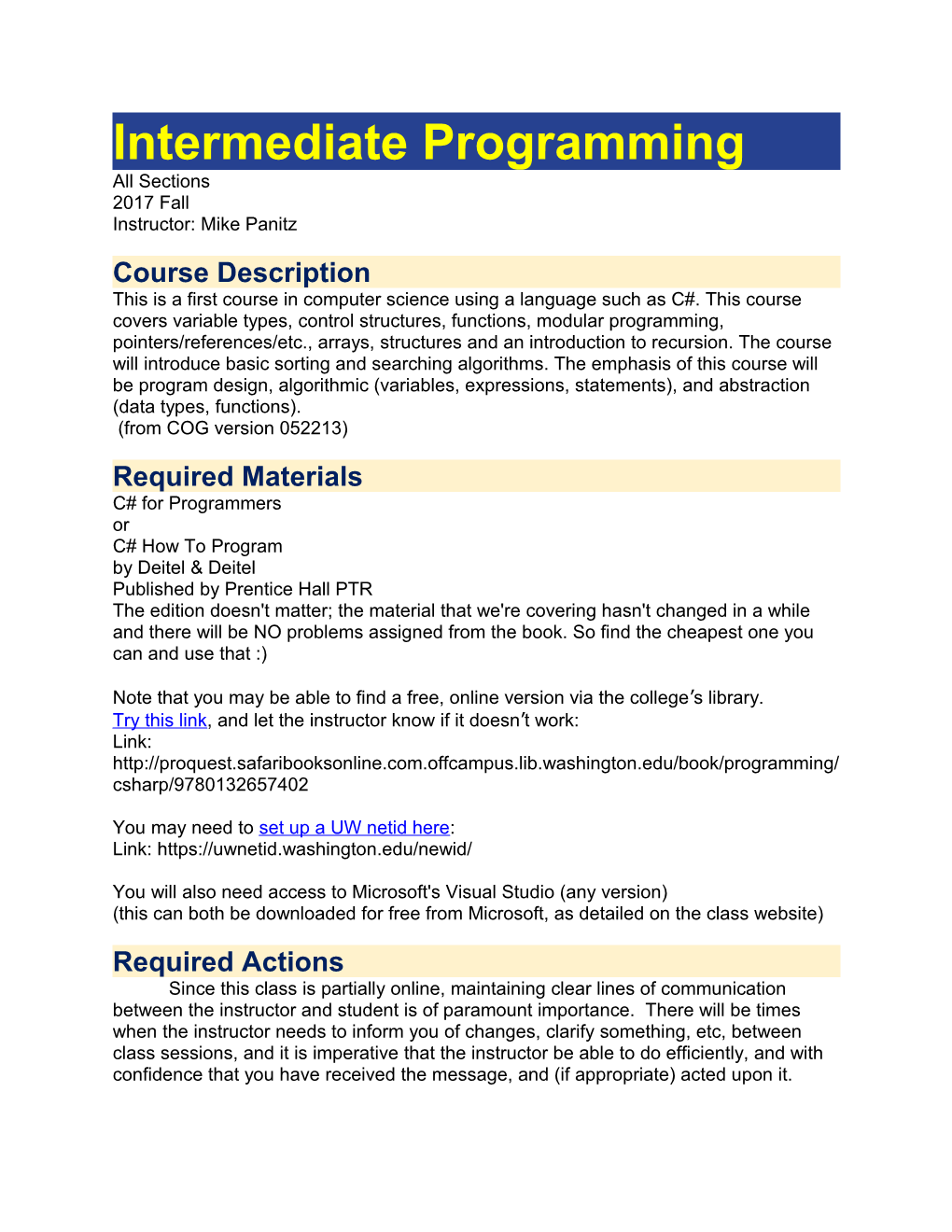 Intermediate Programming