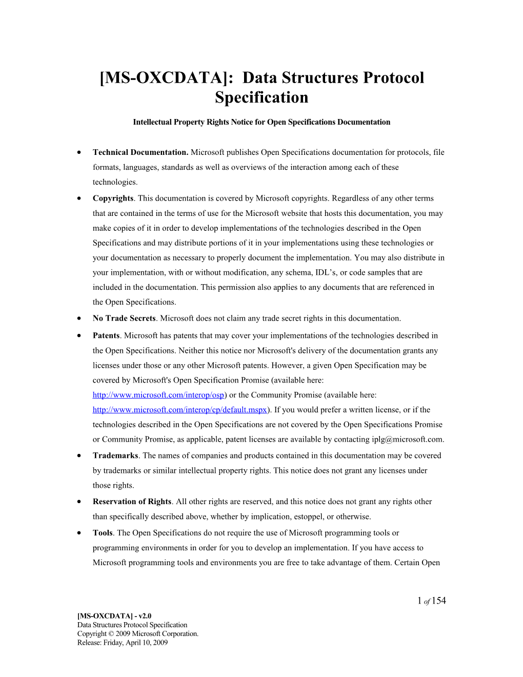 MS-OXCDATA : Data Structures Protocol Specification