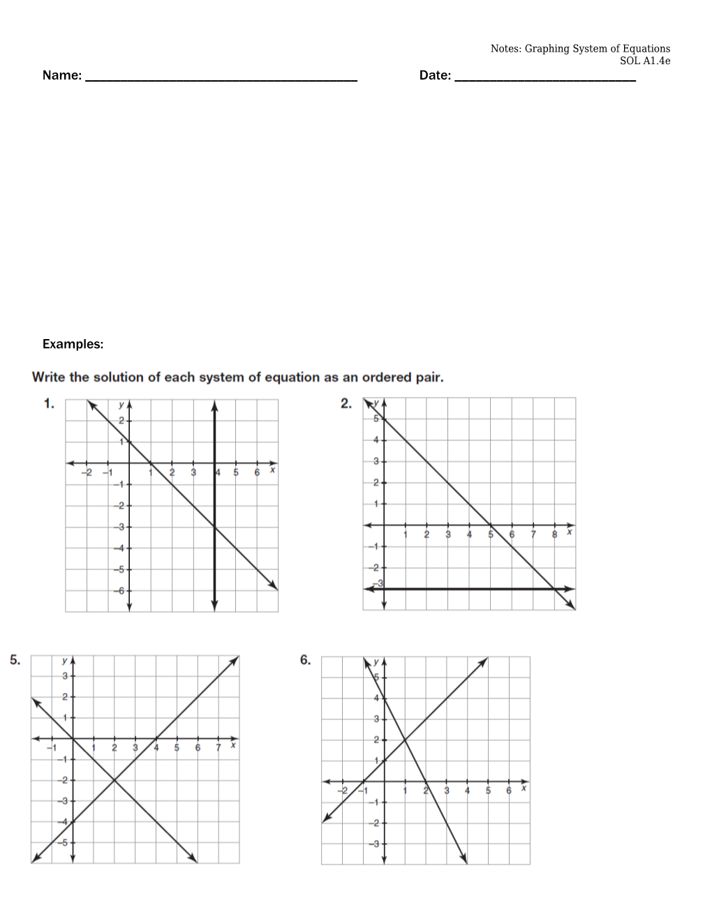 Notes: Graphing System of Equations