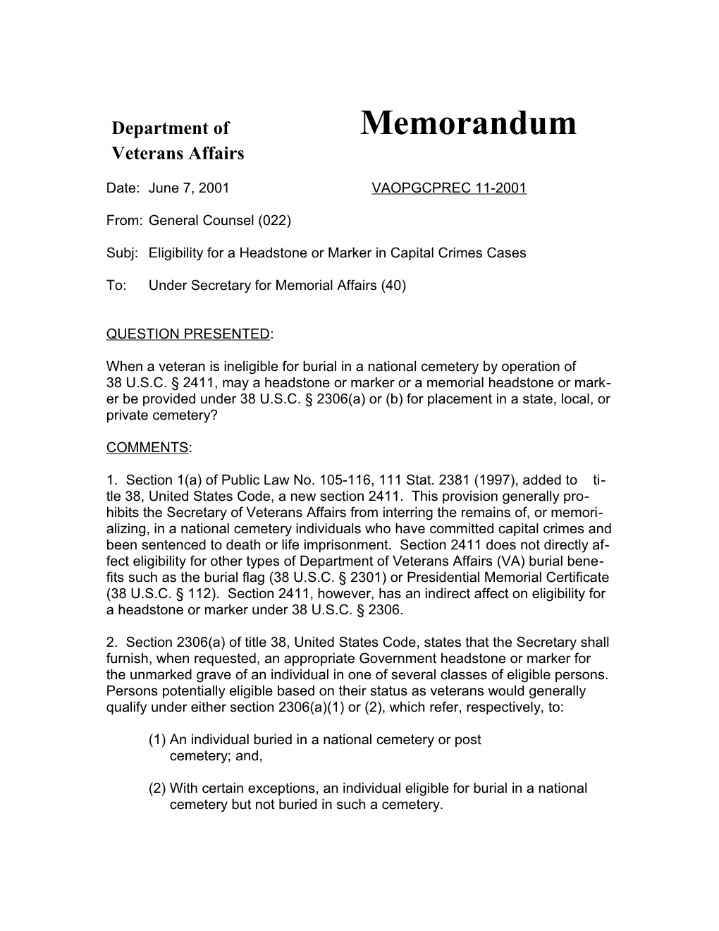 Under Secretary for Memorial Affairs (40)