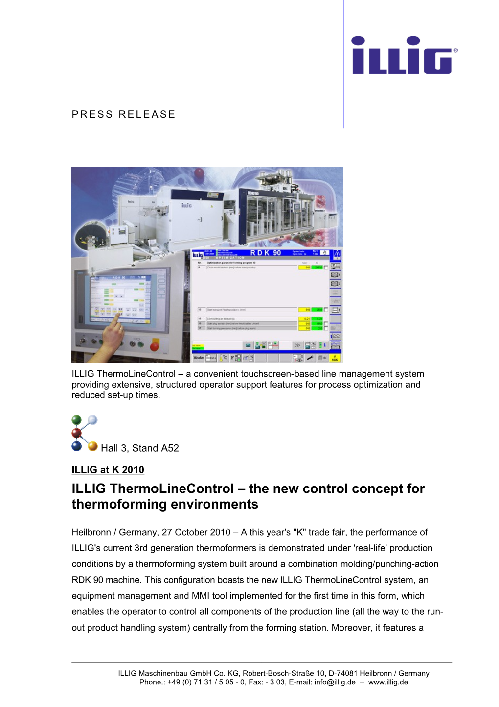 ILLIG Thermolinecontrol the New Control Concept for Thermoforming Environments