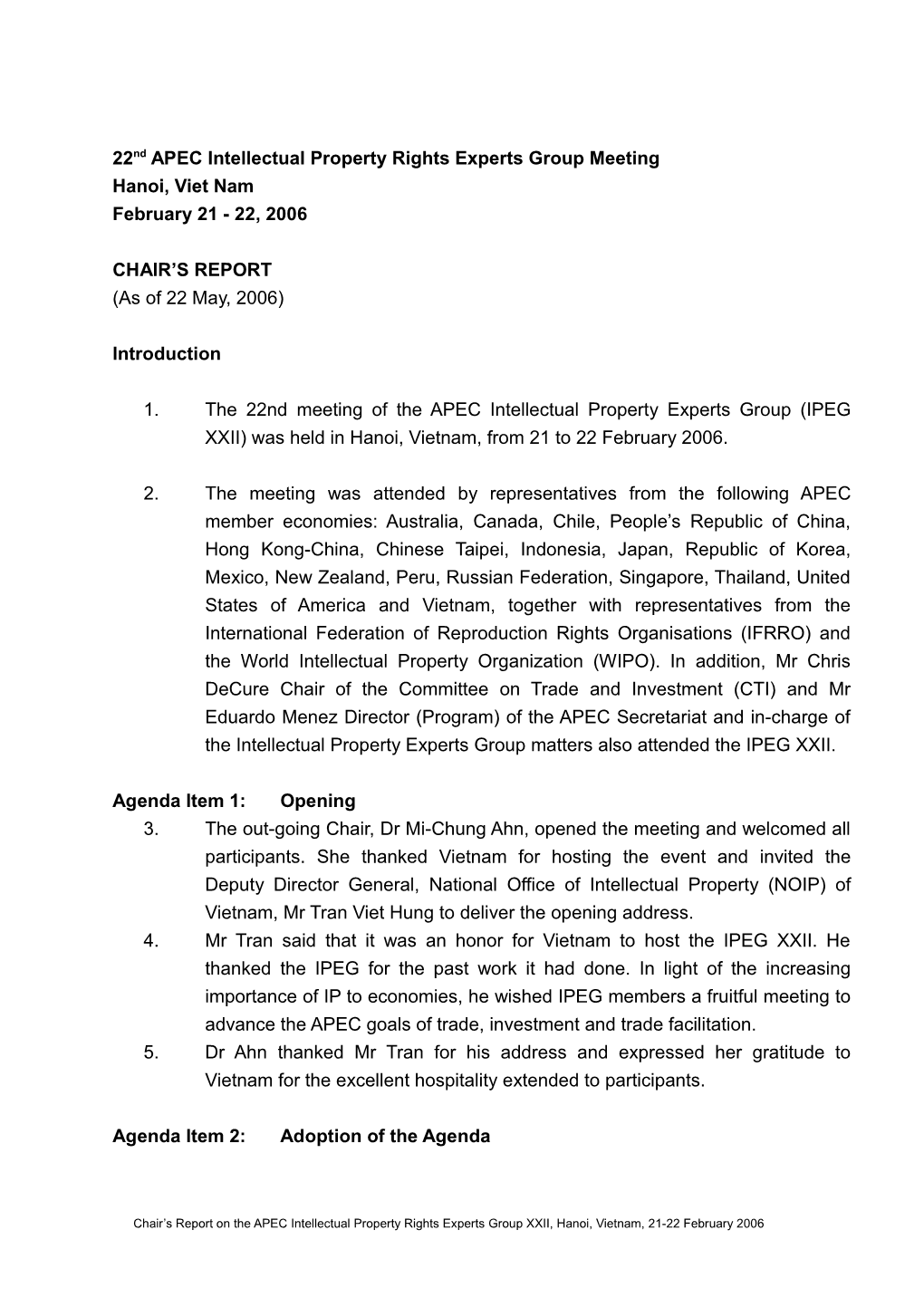 APEC Intellectual Property Rights Experts Group XIX