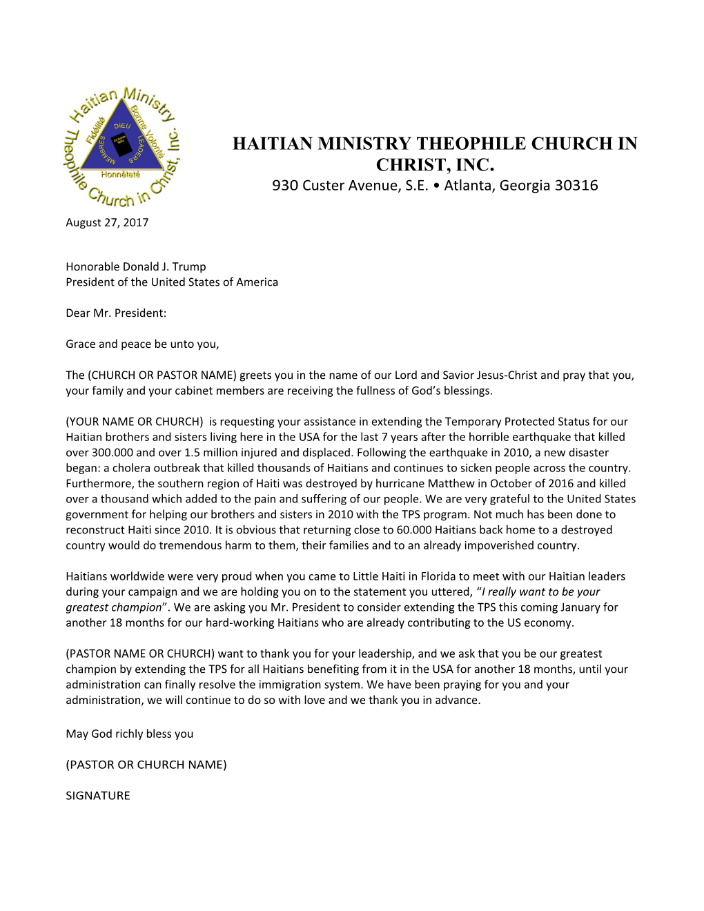 Haitian Ministry Theophile Church in Christ, Inc
