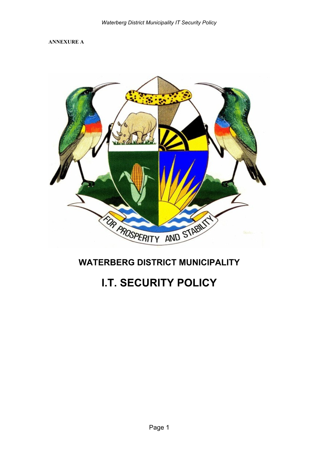 Waterbergdistrictmunicipalityit Security Policy