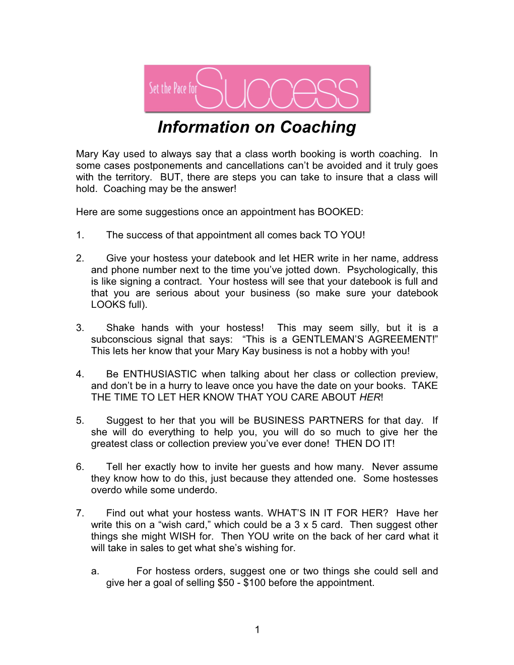 Information on Coaching