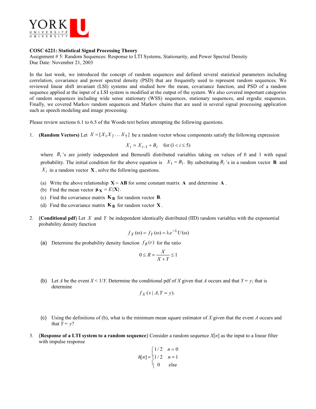 COSC 3213: Computer Networks