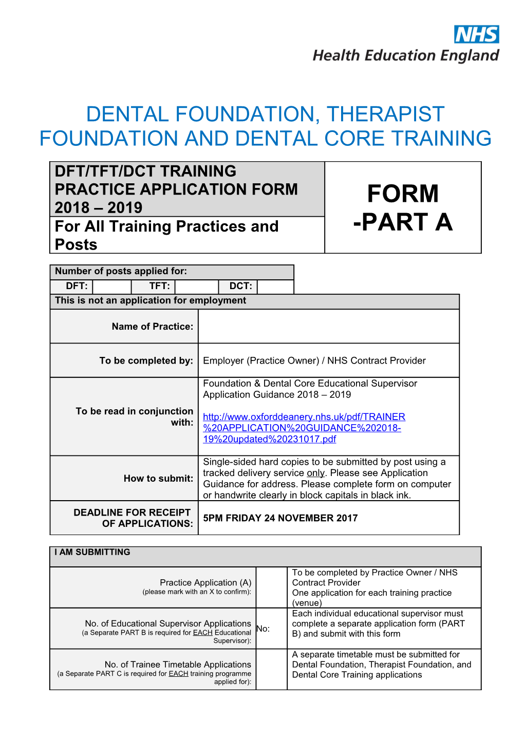 Dental Foundation, Therapist Foundation and Dental Core Training