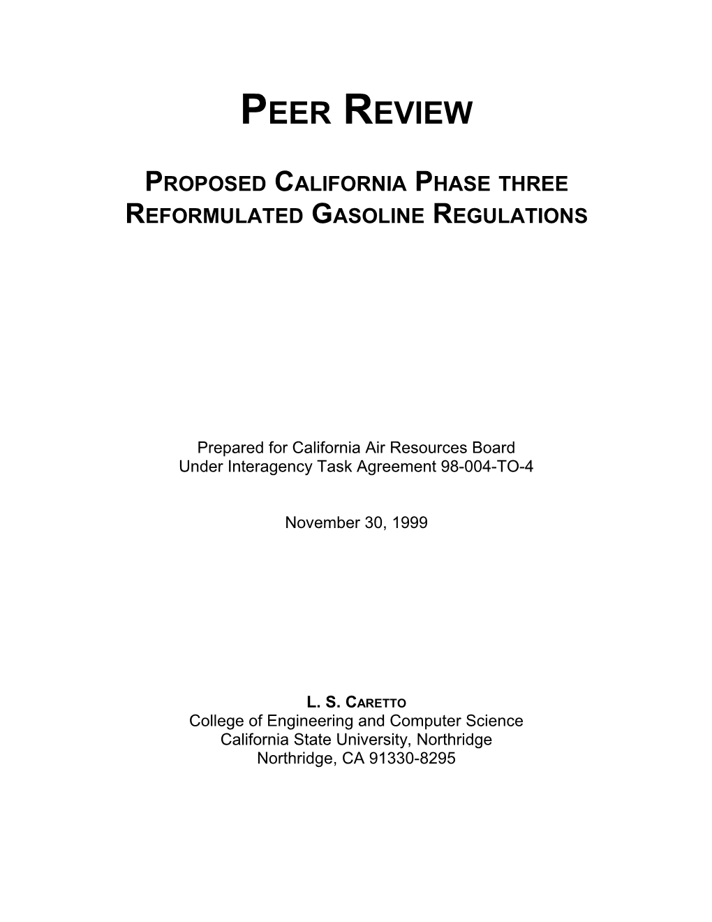 Proposed California Phase Three Reformulated Gasoline Regulations