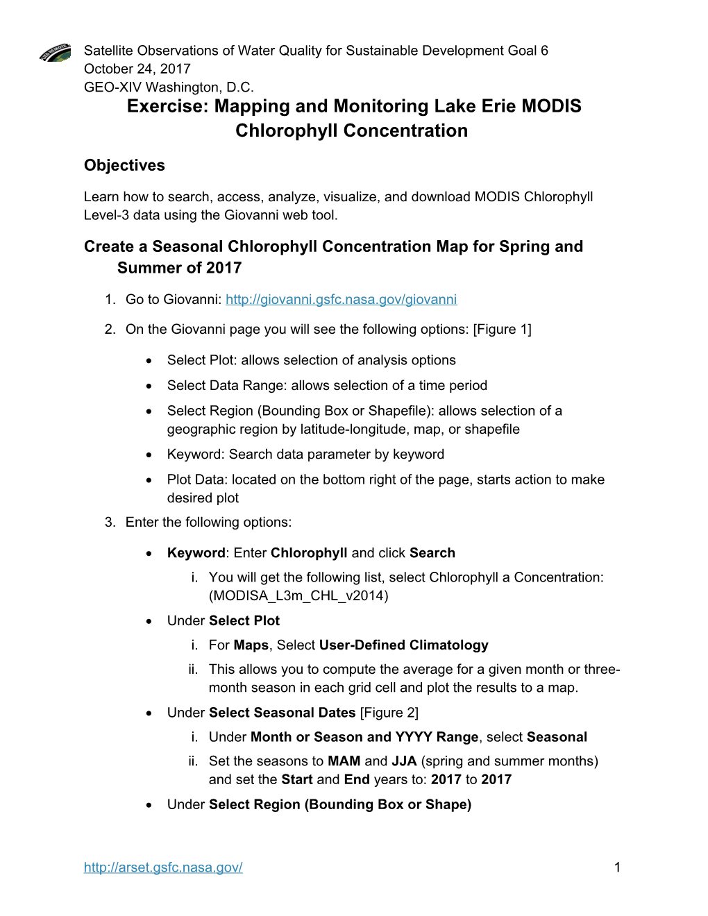 Exercise: Mapping and Monitoring Lake Erie MODIS Chlorophyll Concentration