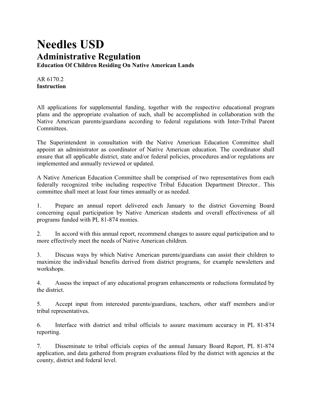 Administrative Regulation