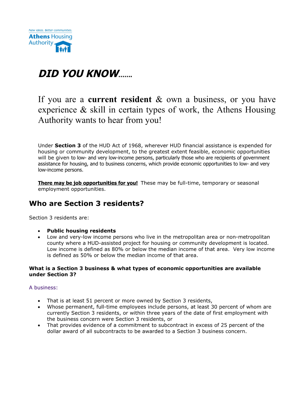 Who Are Section 3 Residents?