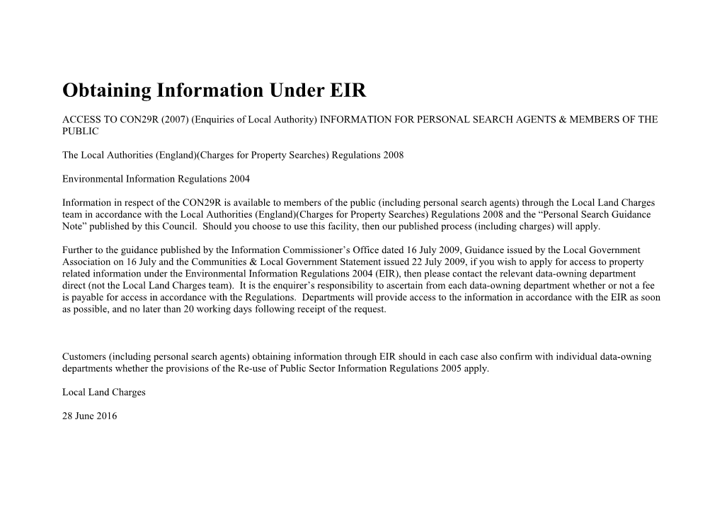 Obtaining Information Under EIR
