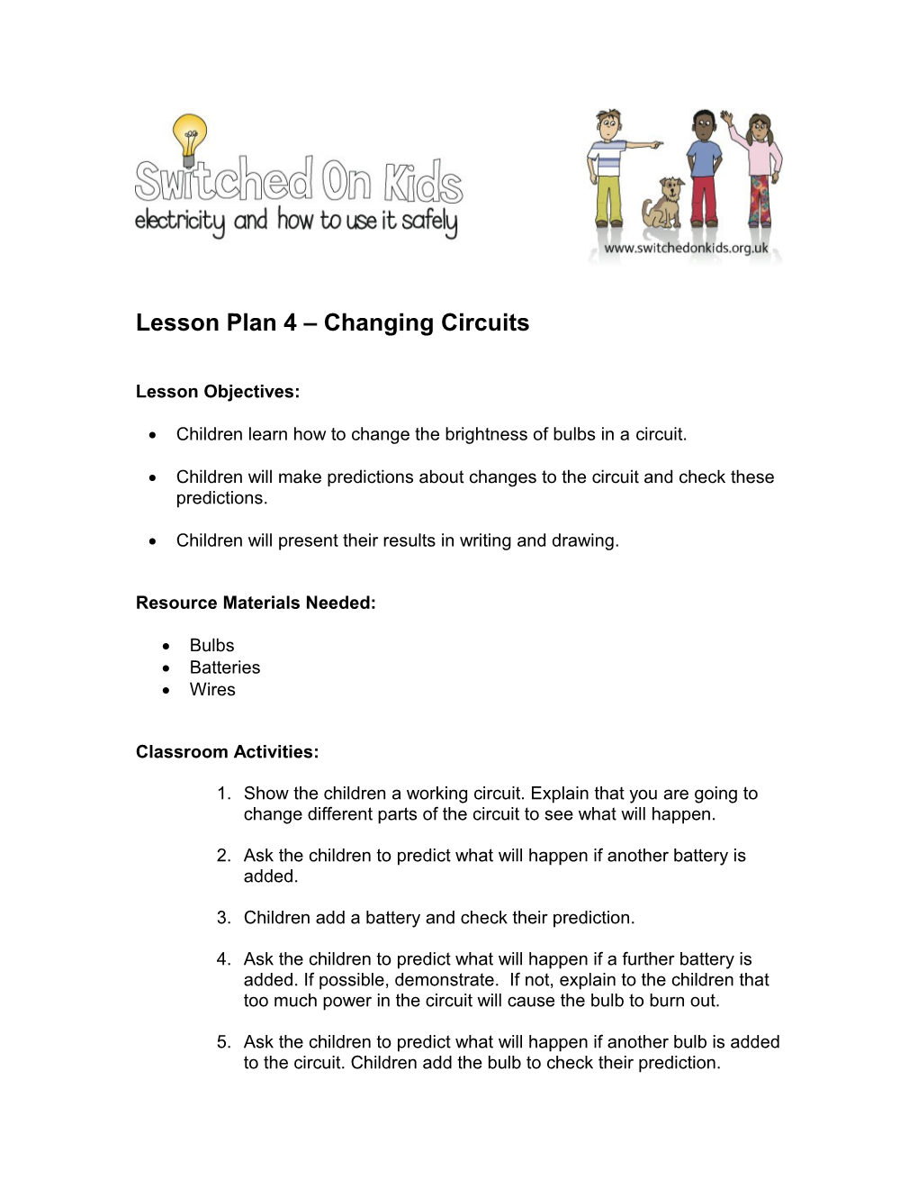 Lesson Plan 4 Changing Circuits