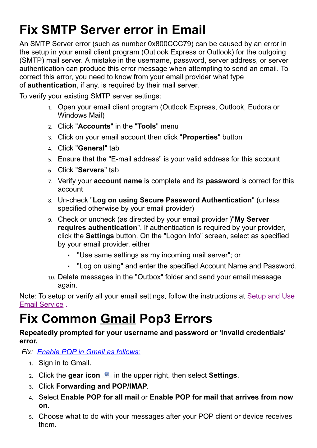 Fix SMTP Server Error in Email