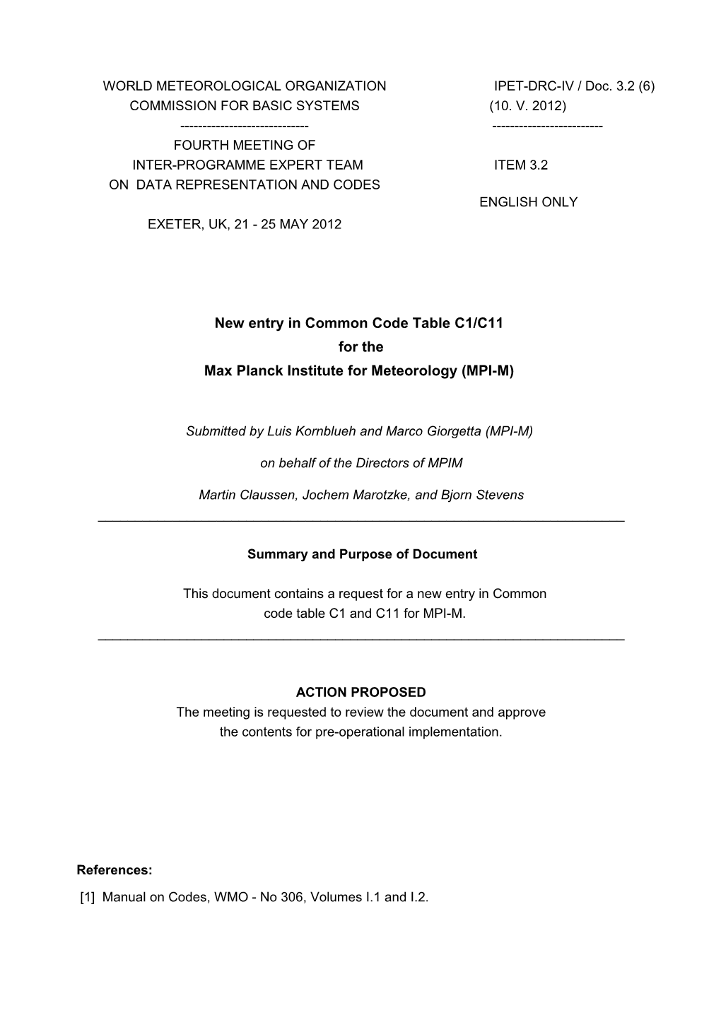 Max Planck Institute for Meteorology (MPI-M)