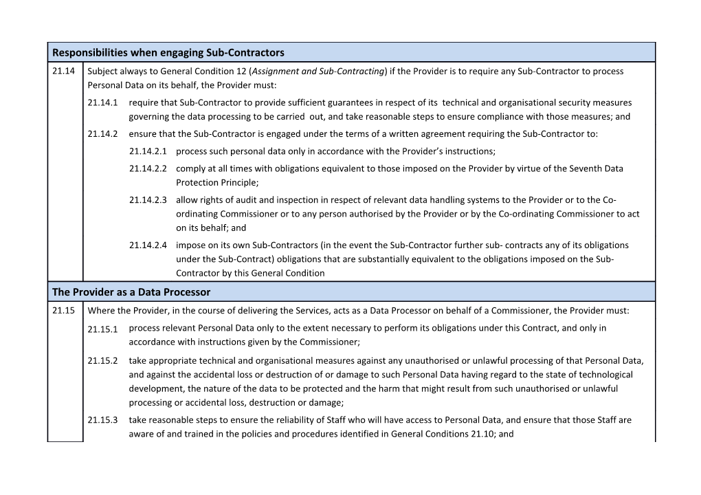 NHS Standard Contract 2014-15 General Condition 21