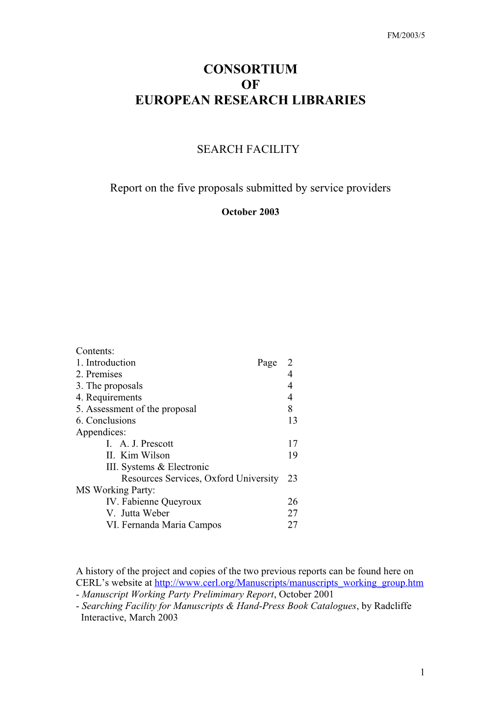 FM 2003 5 Manuscripts Working Group Report