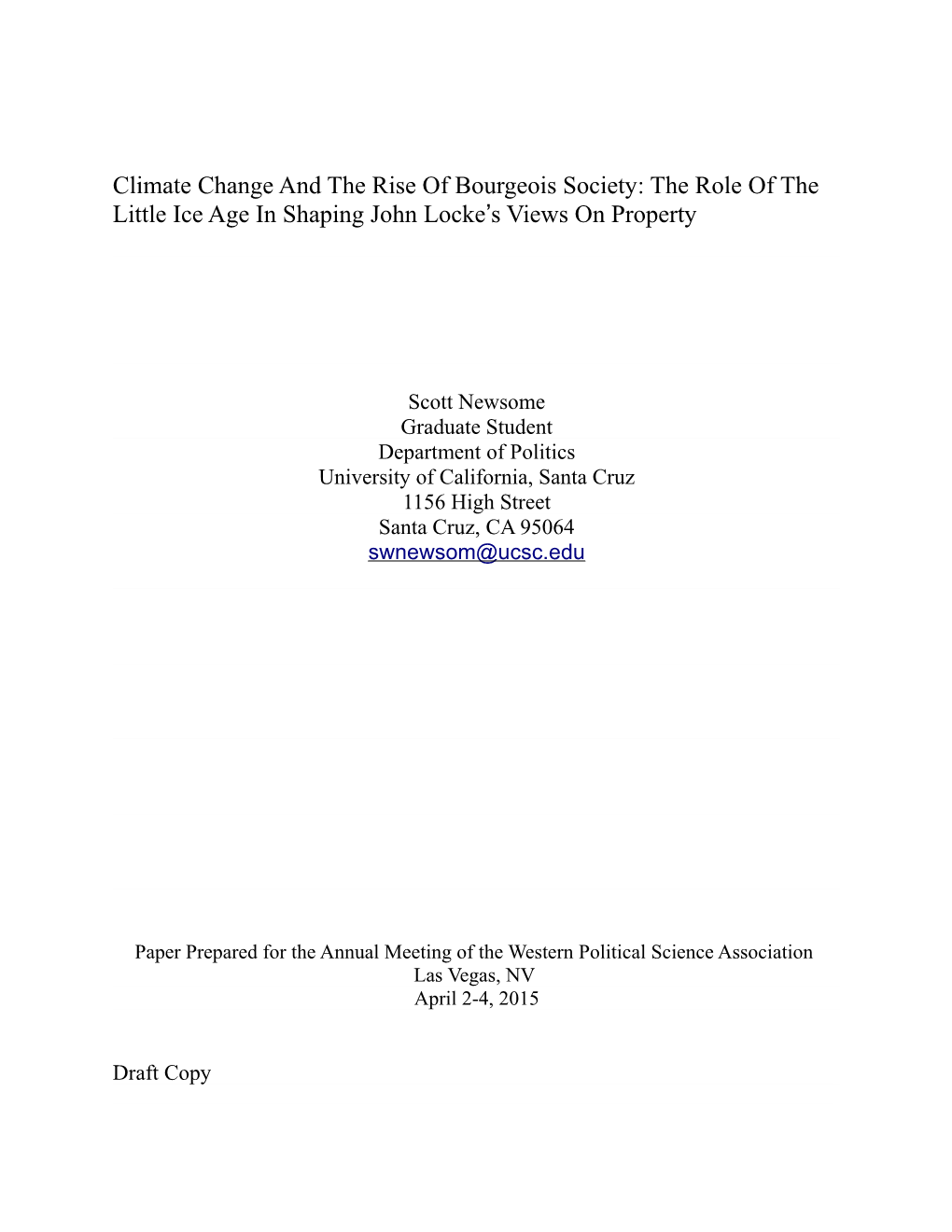 Climate Change and the Rise of Bourgeois Society: the Role of the Little Ice Age in Shaping