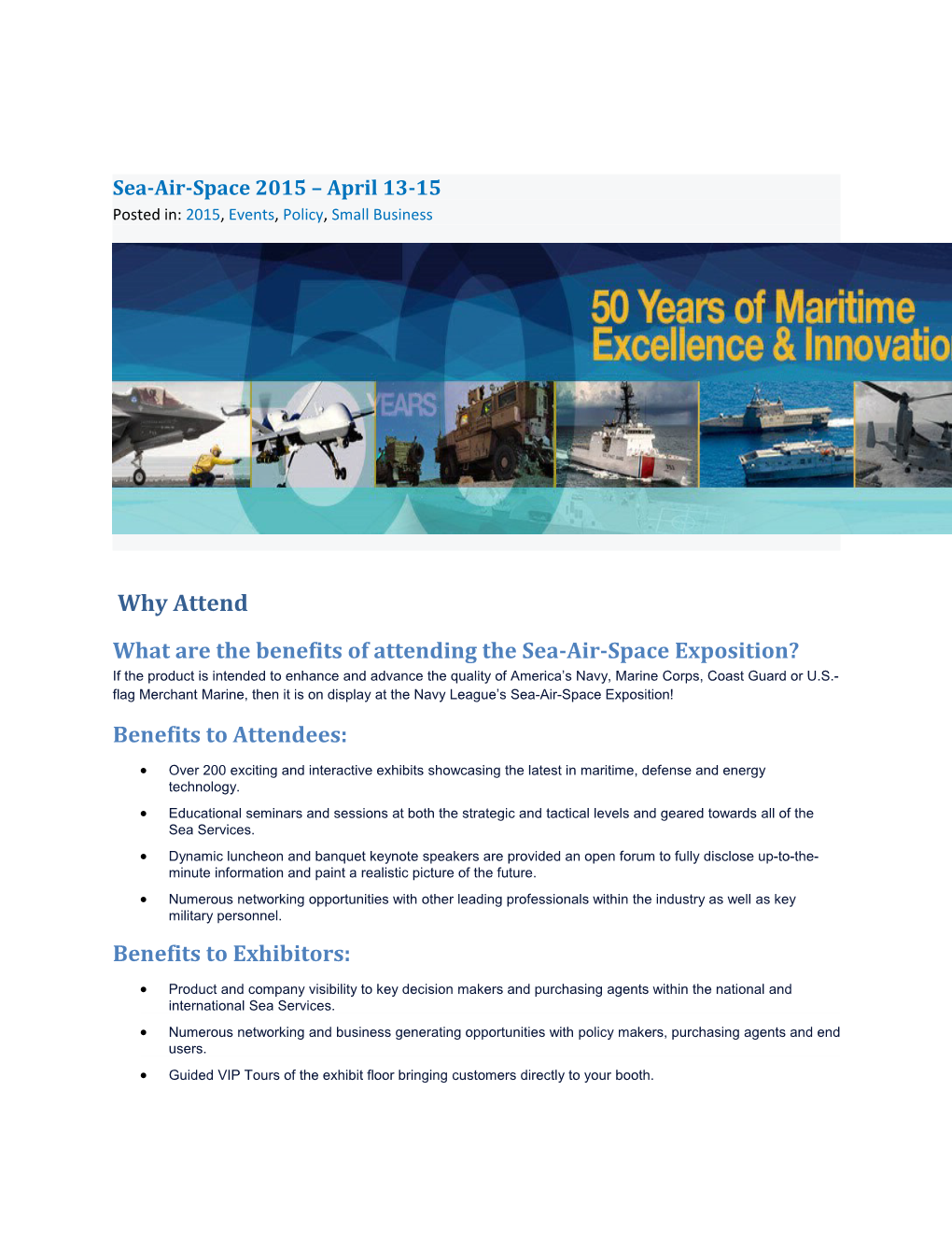 What Are the Benefits of Attending the Sea-Air-Space Exposition?