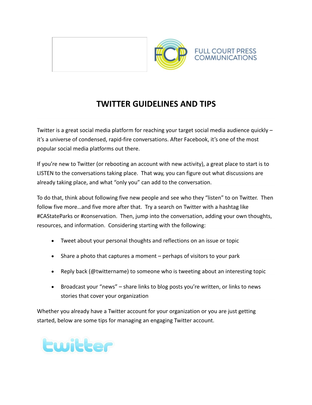 Twitter Guidelines and Tips
